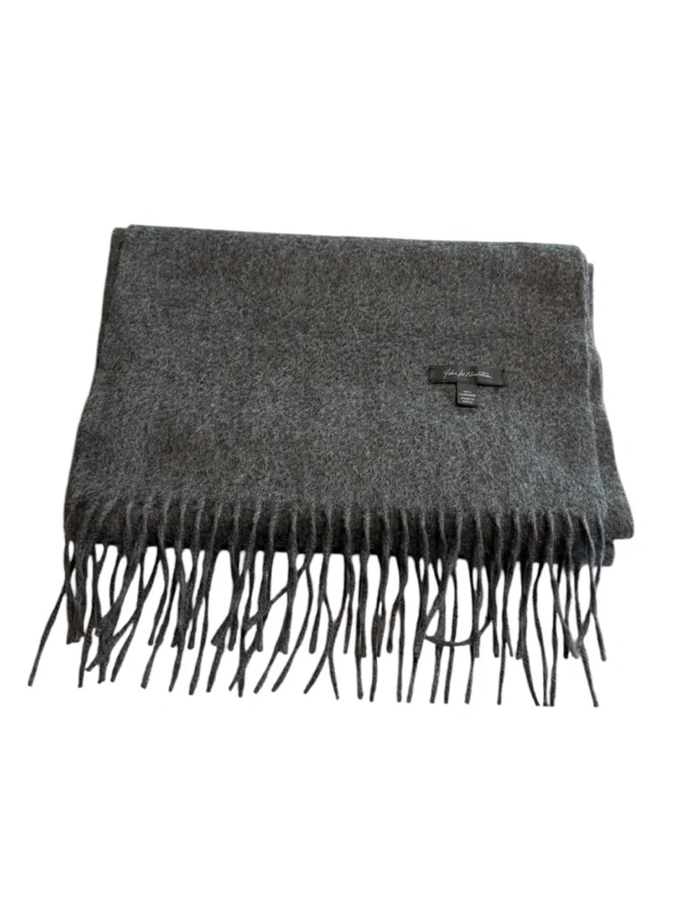 John W. Nordstrom Charcoal Gray Fringed Cashmere Scarf Luxury Old Money Winter